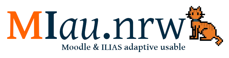 miau nrw logo with subheadline moodle & ilias adaptive usable